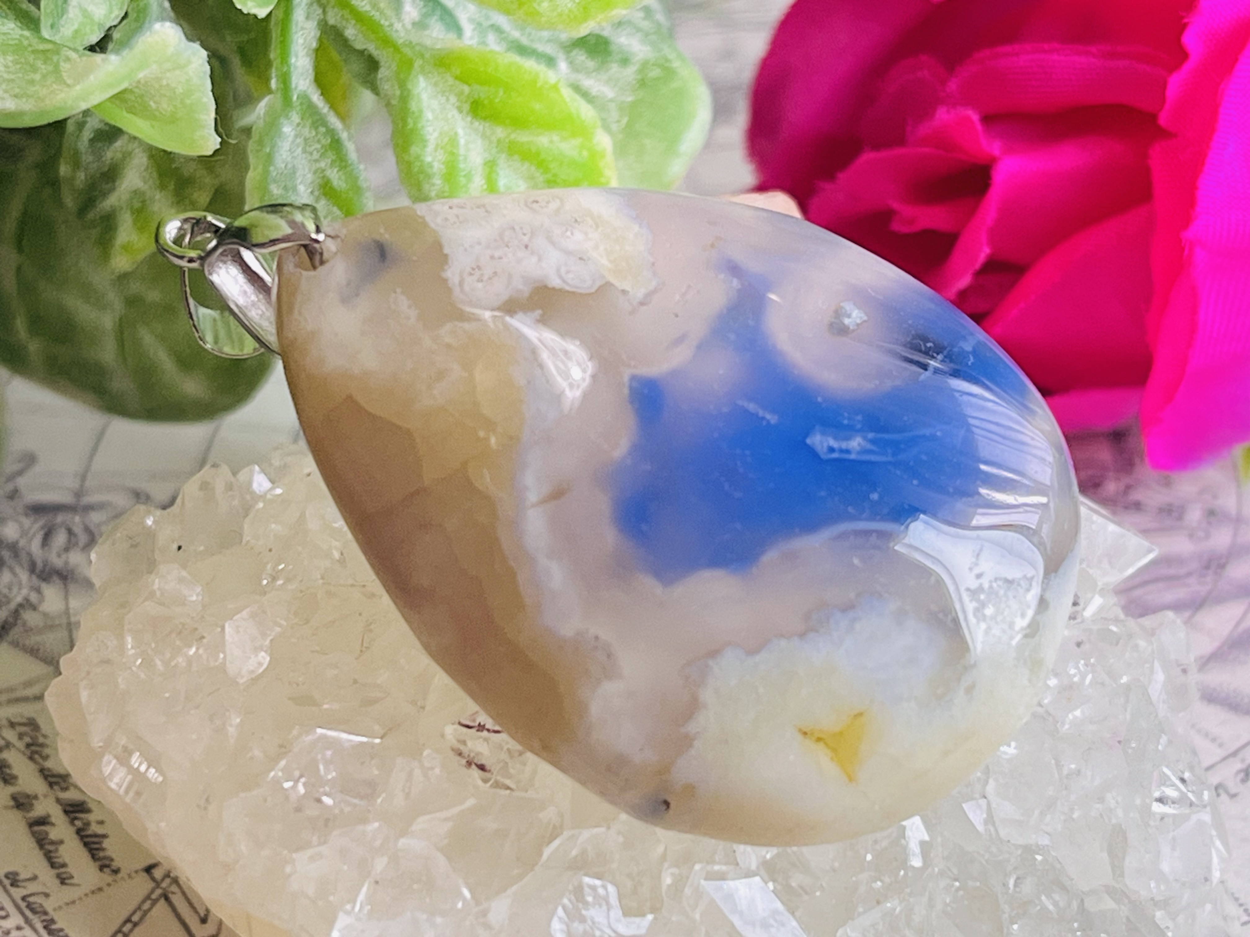 チェリーブロッサムアゲート ✿ 櫻瑪瑙　ペンダントトップ　ドロップ型　原石