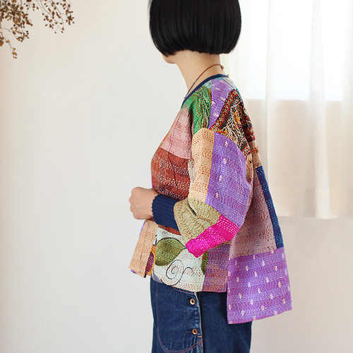 カンタ刺繍シルクのタックプルオーバーブラウス【D】 ブラウス somoo