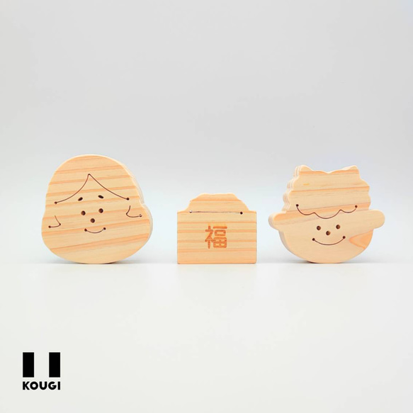 【ひのきの節分オブジェ】鬼さんおかめさん☆ 3枚目の画像