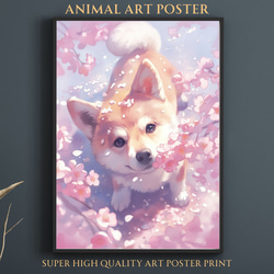 桜犬戯舞 - 柴犬・豆柴犬 No.1】桜・花見・春・花びら・子犬・ペット