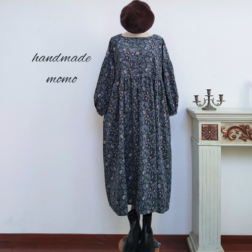 ウィリアムモリス コーデュロイ ギャザーワンピースfree B ワンピース