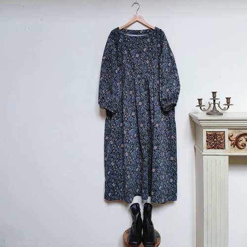 ウィリアムモリス コーデュロイ ギャザーワンピースfree B ワンピース