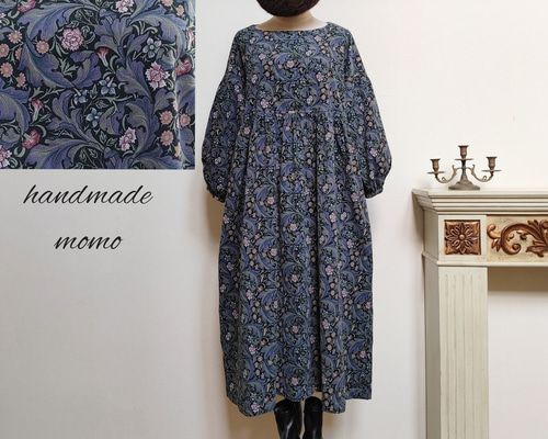 ウィリアムモリス コーデュロイ ギャザーワンピースfree B ワンピース