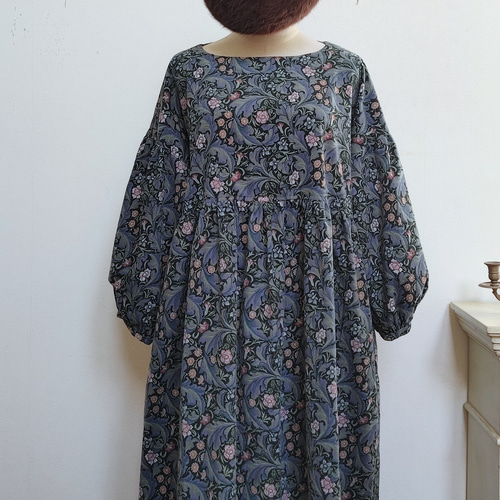 ウィリアムモリス コーデュロイ ギャザーワンピースfree B ワンピース