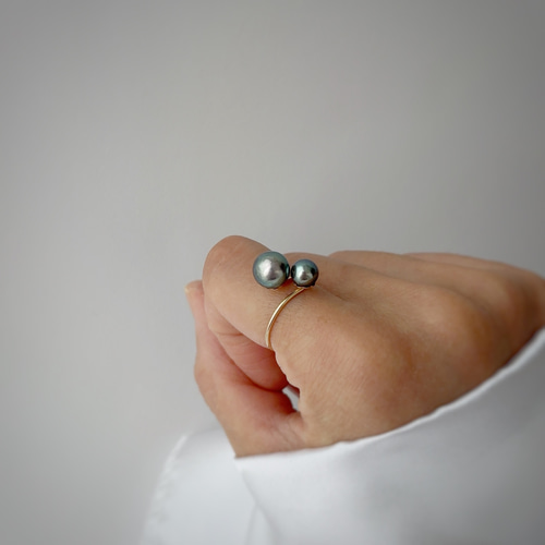 【新品】agete 黒真珠　指輪 あこや黒真珠リング｜タヒチカラー｜14kgf 金属アレルギー対応｜普段