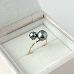 あこや黒真珠リング｜タヒチカラー｜14kgf 金属アレルギー対応｜普段
