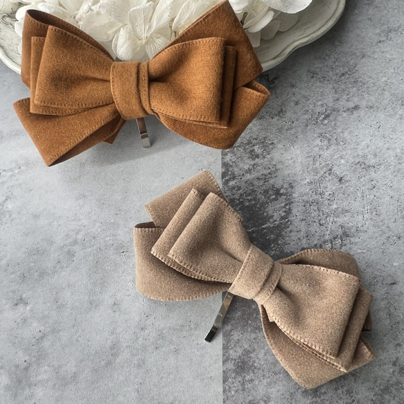 スウェードリボン 冬リボン ポニーフック リボン ヘアカフ まとめ髪