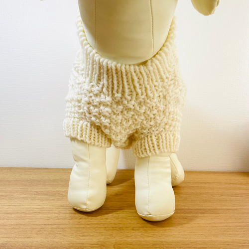犬用アラン編みセーター♢﻿ダイヤ模様＋命の木♢﻿生成 ペット服