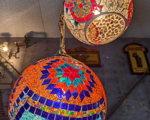 連結ペンダントランプ 2灯式 シーリングライト モザイクガラスシェイド