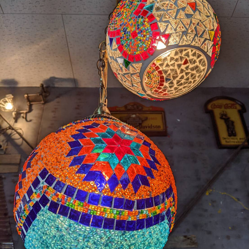 モザイクガラス ペンダントライト 2個セット 連結ペンダントランプ 2灯式 シーリングライト モザイクガラスシェイド