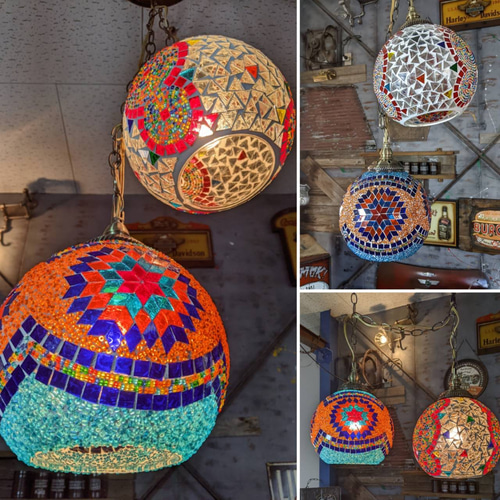 連結ペンダントランプ 2灯式 シーリングライト モザイクガラスシェイド