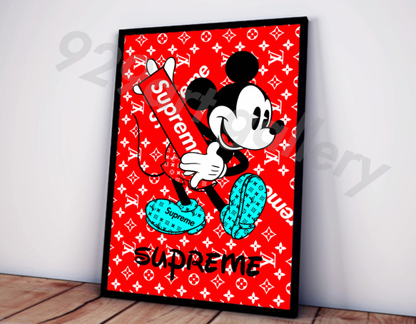 Supreme - over print キャンバス　作品　版画 94x94cm LV black Supreme シュプリーム キャンバスアート 絵画