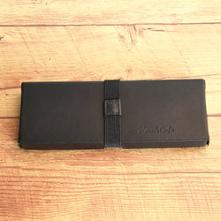 革の筆箱｜レクタングル1706 【ブラック】 1枚目の画像