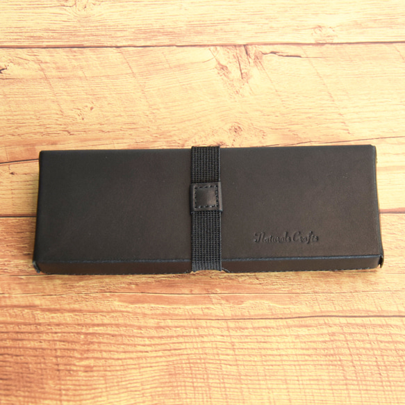 革の筆箱｜レクタングル1706 【ブラック】 1枚目の画像