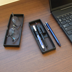 革の筆箱｜レクタングル1706 【ブラック】 3枚目の画像