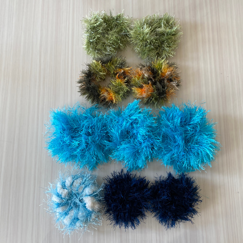 3点セット シュシュ フラダンス ヘアゴム 毛糸 かぎ針 編み物