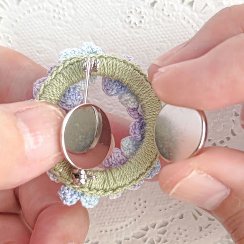 お試し ブローチ 穴開けたくない マグネット 北欧 サークル 花