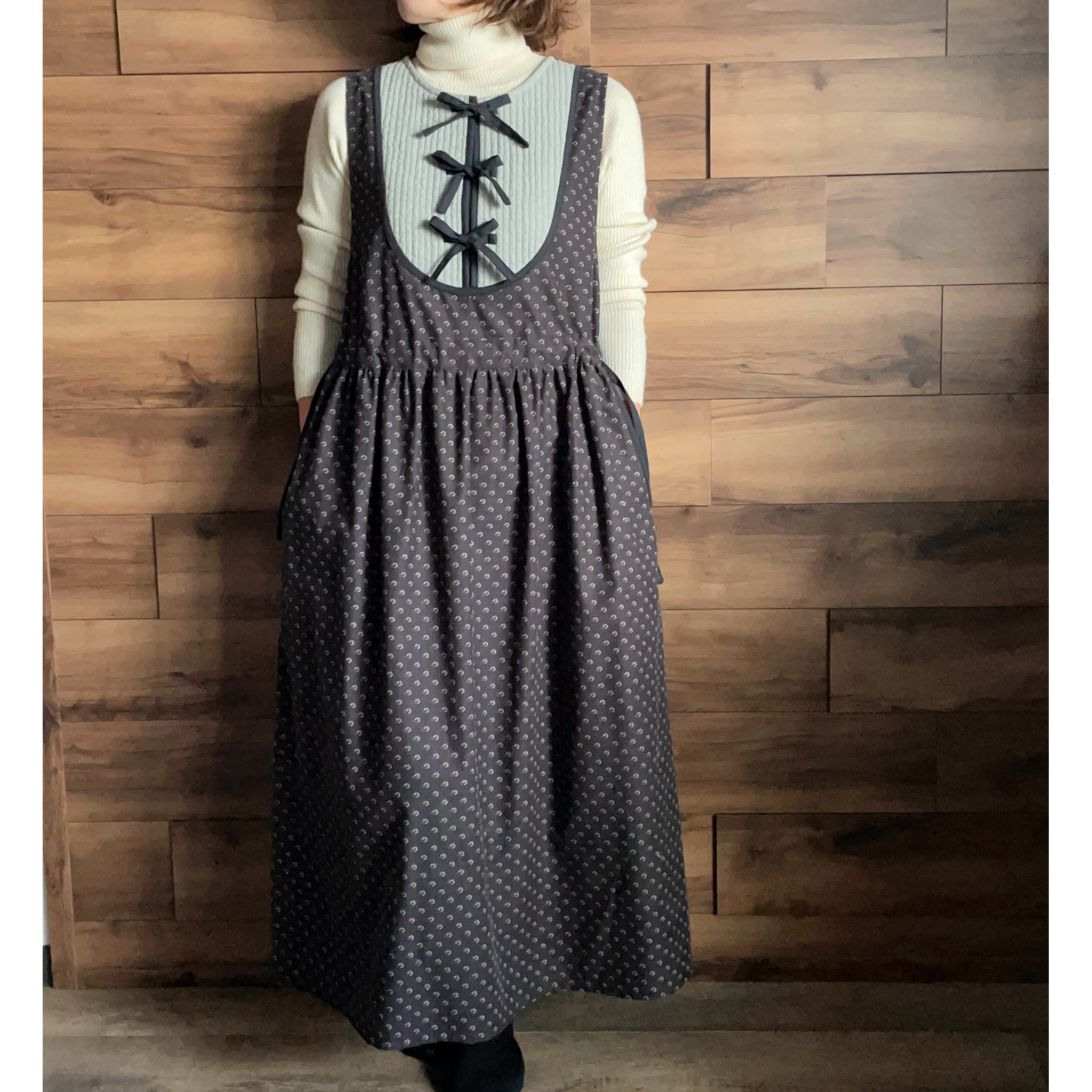 リボンがかわいい♡ノスタルジックジャンスカ/デッドストック/ヴィンテージ生地使用