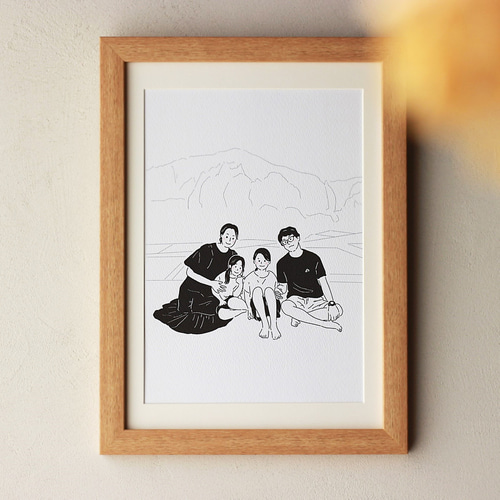 似顔絵を父の日のプレゼントに! お花いっぱいの似顔絵(2L判
