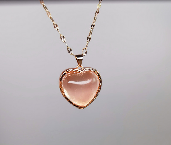 天然ローズクオーツ「ロマンスオーラ」ネックレス 1枚目の画像