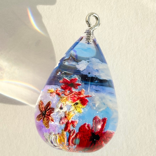 空玉ネックレス|空レジン 雲レジン レジンアクセサリー 一点物