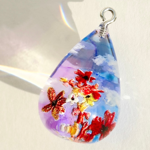 空玉ネックレス|空レジン 雲レジン レジンアクセサリー 一点物