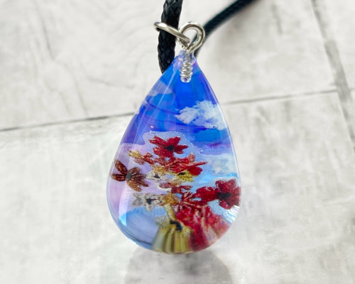 空玉ネックレス|空レジン 雲レジン レジンアクセサリー 一点物
