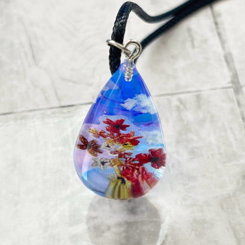 空玉ネックレス|空レジン 雲レジン レジンアクセサリー 一点物