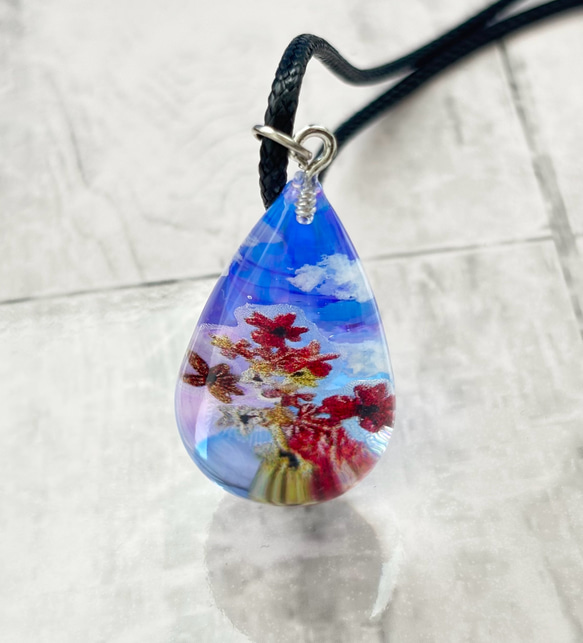 空玉ネックレス|空レジン 雲レジン レジンアクセサリー 一点物