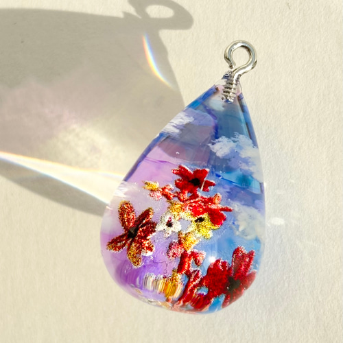 空玉ネックレス|空レジン 雲レジン レジンアクセサリー 一点物