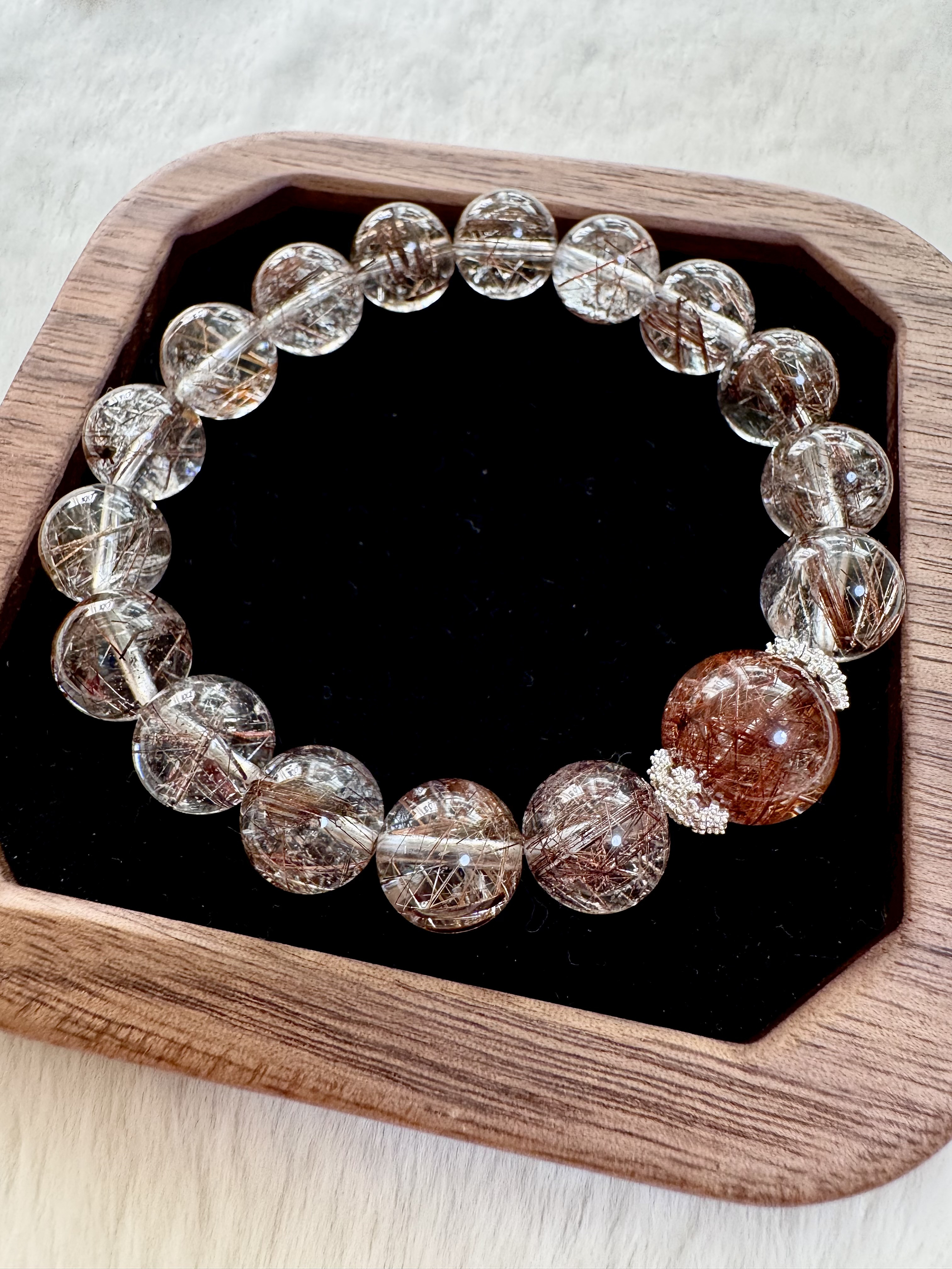 天然石雪霜ブレスレット✿✿✿ 天然石ブレスレット・成功運の向上・雪霜銅ルチル ブレスレット tyche