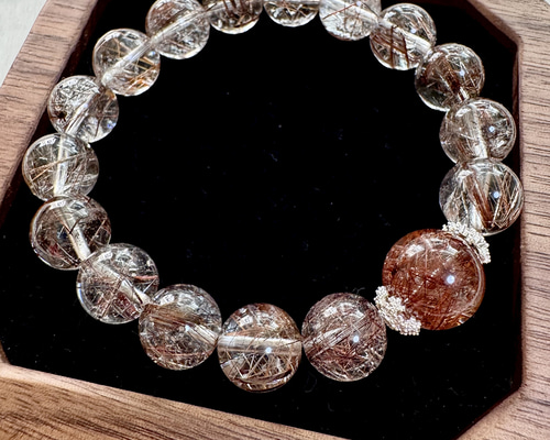 天然石雪霜ブレスレット✿✿✿ 天然石ブレスレット・成功運の向上・雪霜銅ルチル ブレスレット tyche