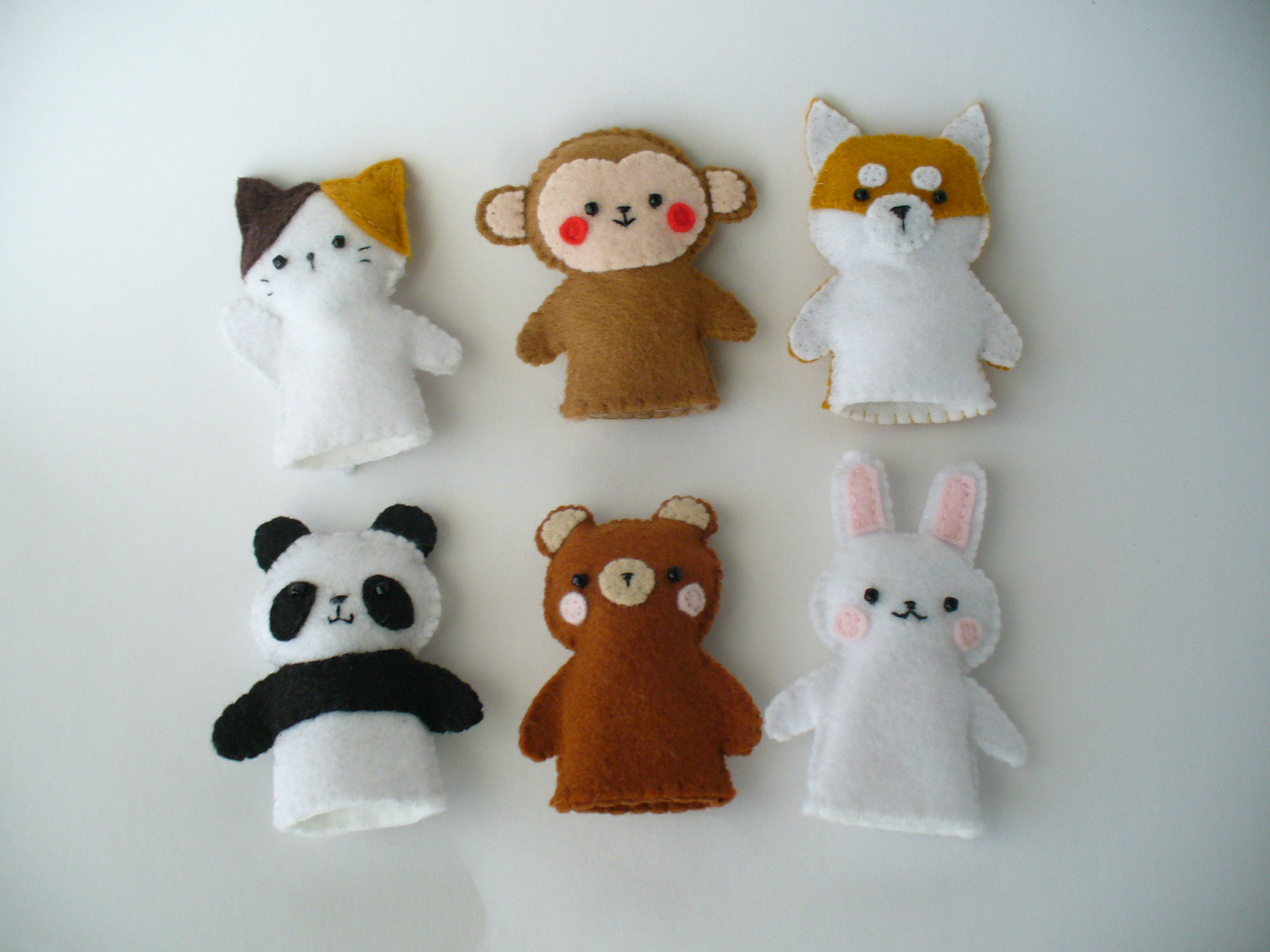 ⭐︎たなみ　動物たちの指人形　セット⭐︎ 指人形＊6匹の動物たち【受注製作】 おもちゃ・人形 ＊＊うさうさ