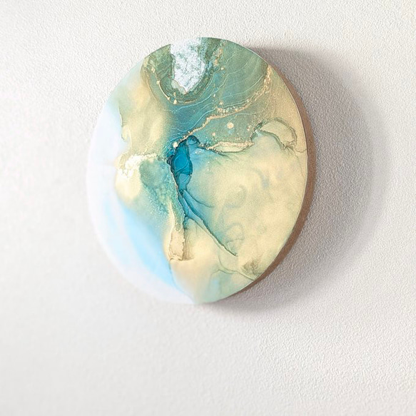 【波紋アート】～ 凪 ～ ／60cm × 60cm／ナチュラルサンド 静寂の波紋-凪ぐ。穏やかな心を育むアルコールインクアート 絵画