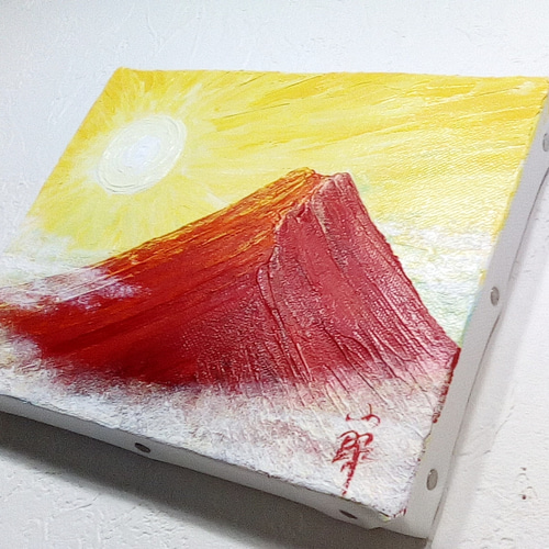 油絵 油彩 油彩画 絵 絵画 【雲海の朝焼けに染まる富士山】
