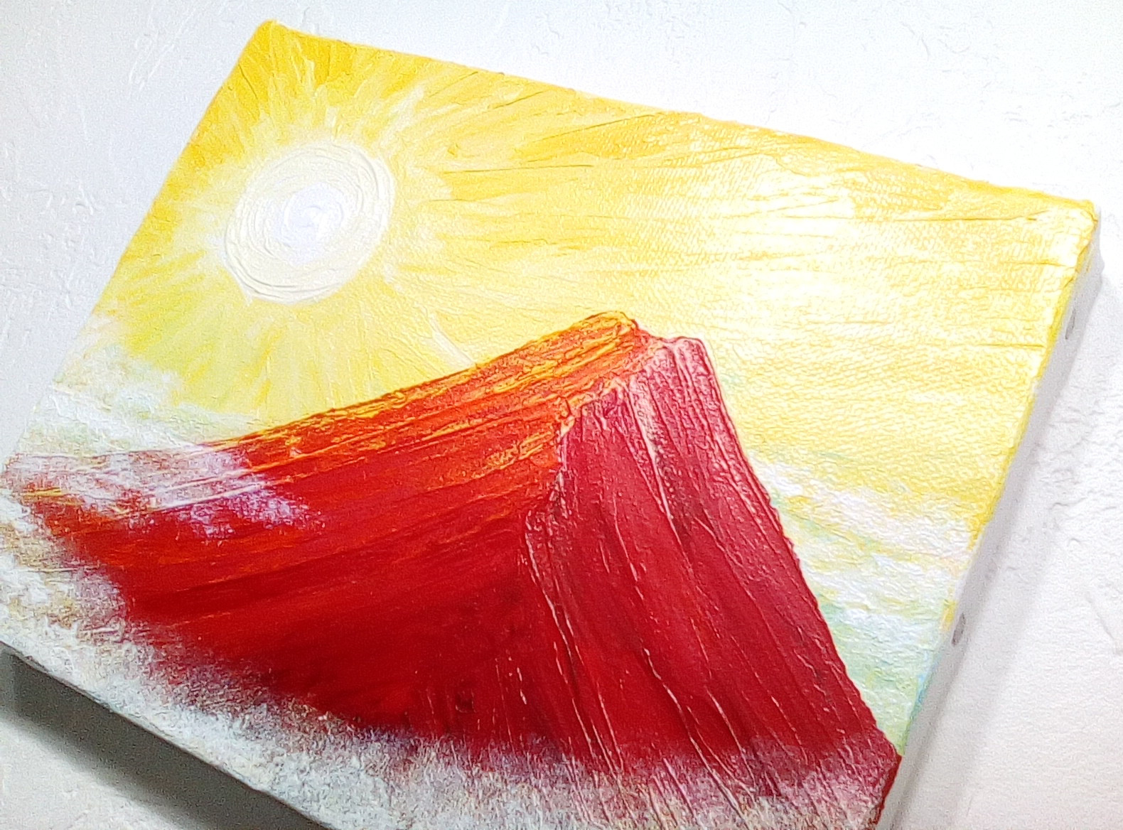 風水開運絵画　吉祥　日の出 赤富士〜煌き雲海〜油彩　Ｆ0　富士山　金運 全体運 風水絵画 吉祥 日の出 赤富士〜煌き雲海〜油彩 F0 富士山 金 全体