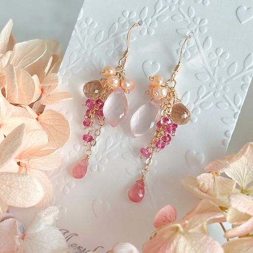 14kgf アメシスト暖色カラーピアス ﾋﾟｱｽ【ｱﾒｼｽﾄ×ｱﾊﾟﾀｲﾄ×14kgf