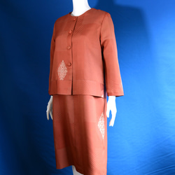 着物リメイク ロングワンピース（絹大島紬）Vネック 長袖 ワンピース