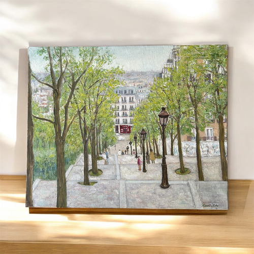 一点物】『 新緑のモルソー公園 』油絵 油彩 油画 絵画 一点物】『 新緑のモルソー公園 』油絵 油彩 油画 絵画