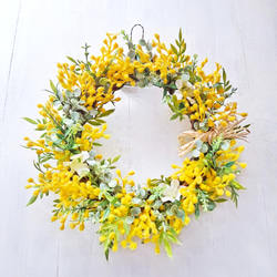 ミモザとグリーンの春リース/アーティフィシャルフラワー/Creema限定