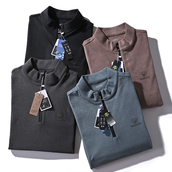 特価の衛衣 ダブルデフロック 秋冬メンズハーフジッパースタンドネック下敷き長袖Tシャツパーカ 自己発熱両面デフロック！ 16枚目の画像