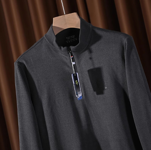 特価の衛衣 ダブルデフロック 秋冬メンズハーフジッパースタンドネック下敷き長袖Tシャツパーカ 自己発熱両面デフロック！ 8枚目の画像