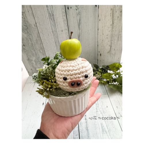 あみぐるみ ぶたさん ① クリスマス 【ゆっこ様専用】 ハンドメイド 3