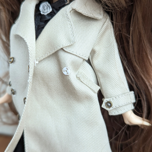 1289※白のトレンチコート※ブライスアウトフィット※1/6ドール服※冬服