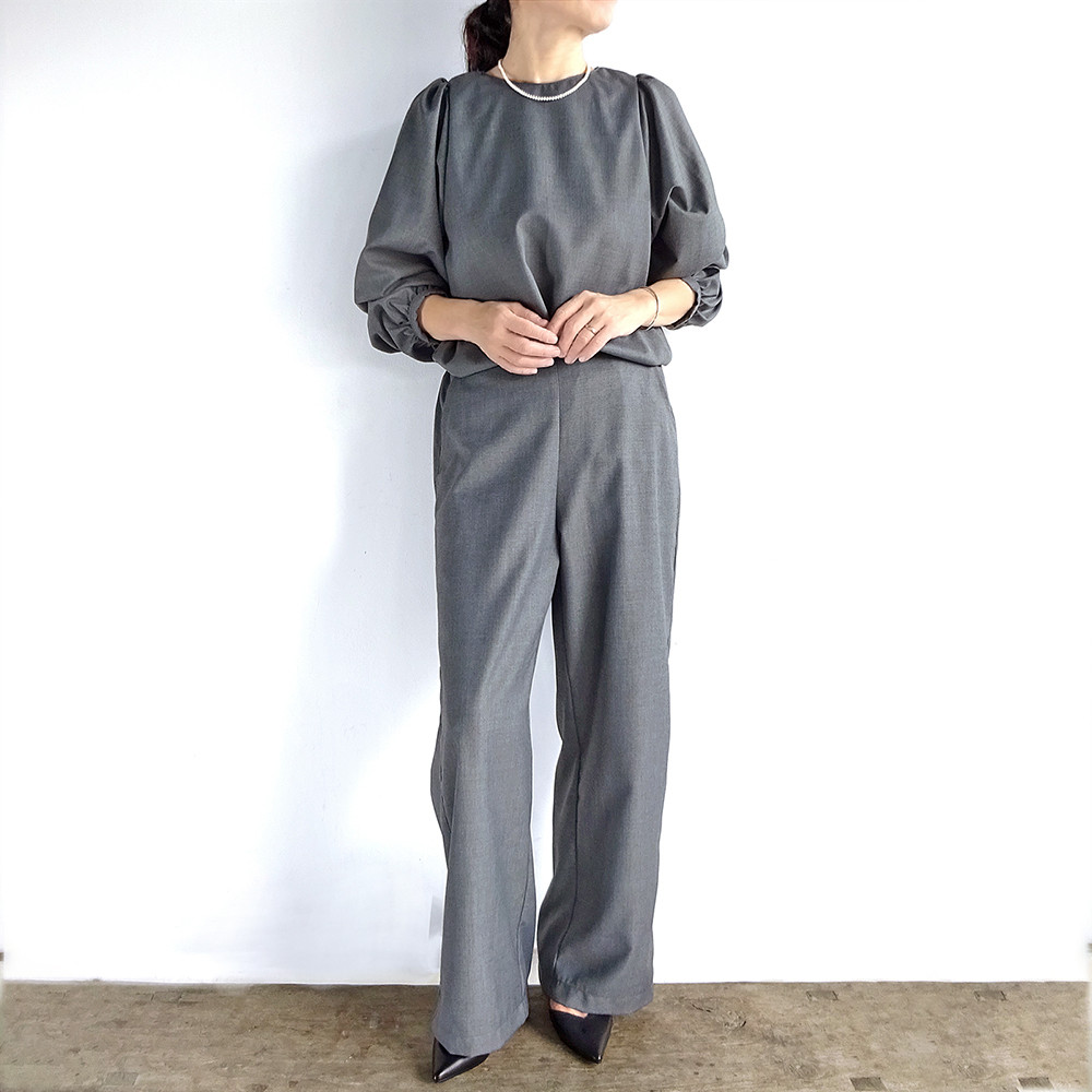 フォーマルに♪ ウール混セットアップ L・２Lサイズ（杢グレー）