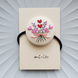 お買い得♡お揃い　お花刺繍デニムとボア　シンプルくるみボタン　3個セット c67fe78d55575e2831054da3cd51c2