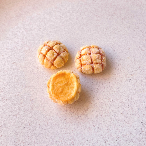 2点SET〉ミニチュアフード ザラメ付きメロンパン／夕張メロンパン