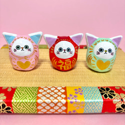 ymmn　ハンドメイド　さらわれねこ　ねこだるま　など 猫猫だるま 【小】ミニだるま/貓貓達摩 その他置物 megumix 通販