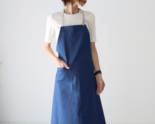 ポーランドリネンデニムのエプロン ハンドメイド ポーランドリネンデニムのエプロン ハンドメイド