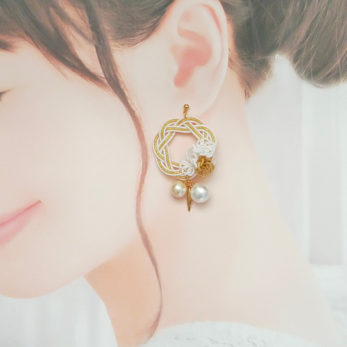 夫婦円満の象徴 相生(あいおい)結び 水引ピアス/イヤリング 結婚式